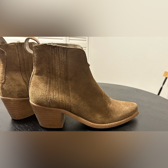 Zara Women's Pointed Toe Pull-on Block Heels Suede Ankle Bootie - Picture 3 of 8